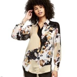 Floral High Low Button-Up Shirt